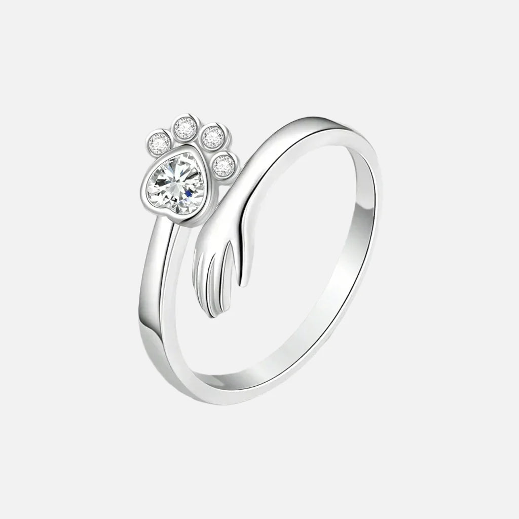 925 Sterling Silver Adjustable Ring – Hand and Paw Print Design VIP