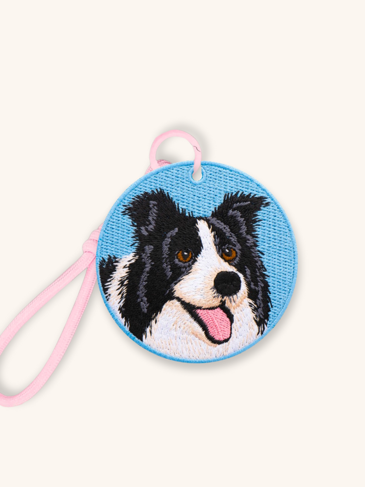 Border Collie Breeze Embroidered Charm