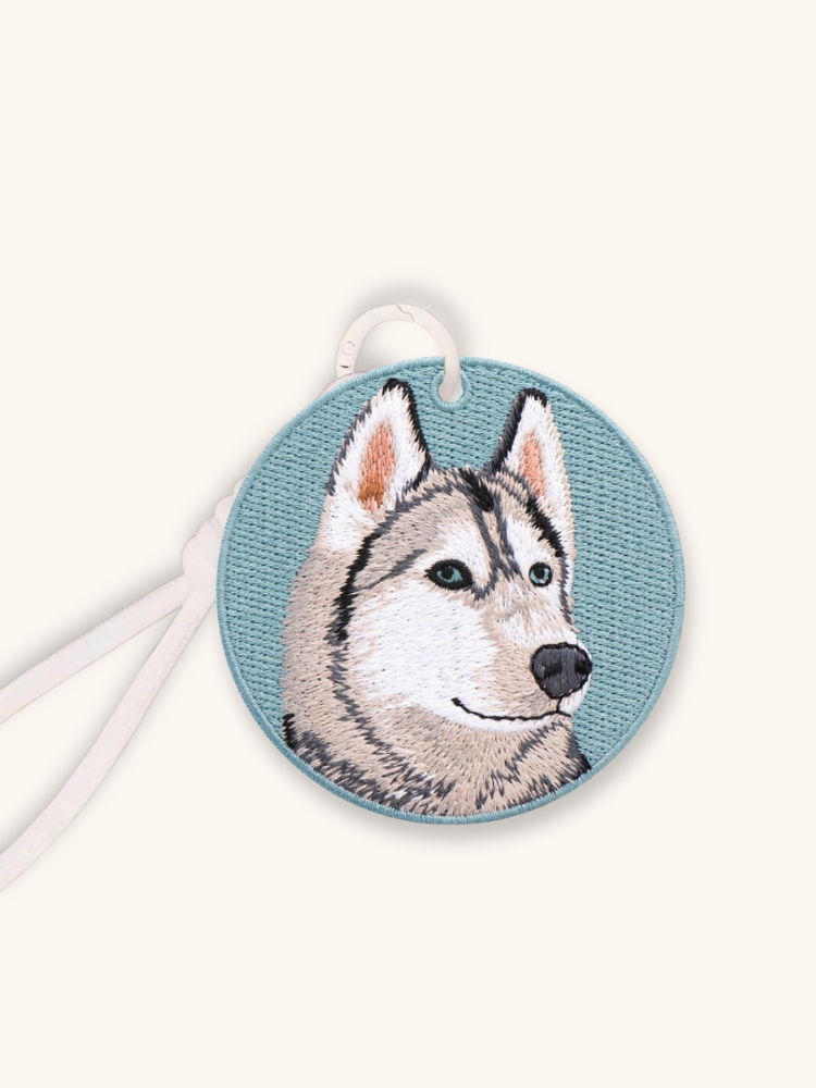 Husky Sky Embroidered Charm