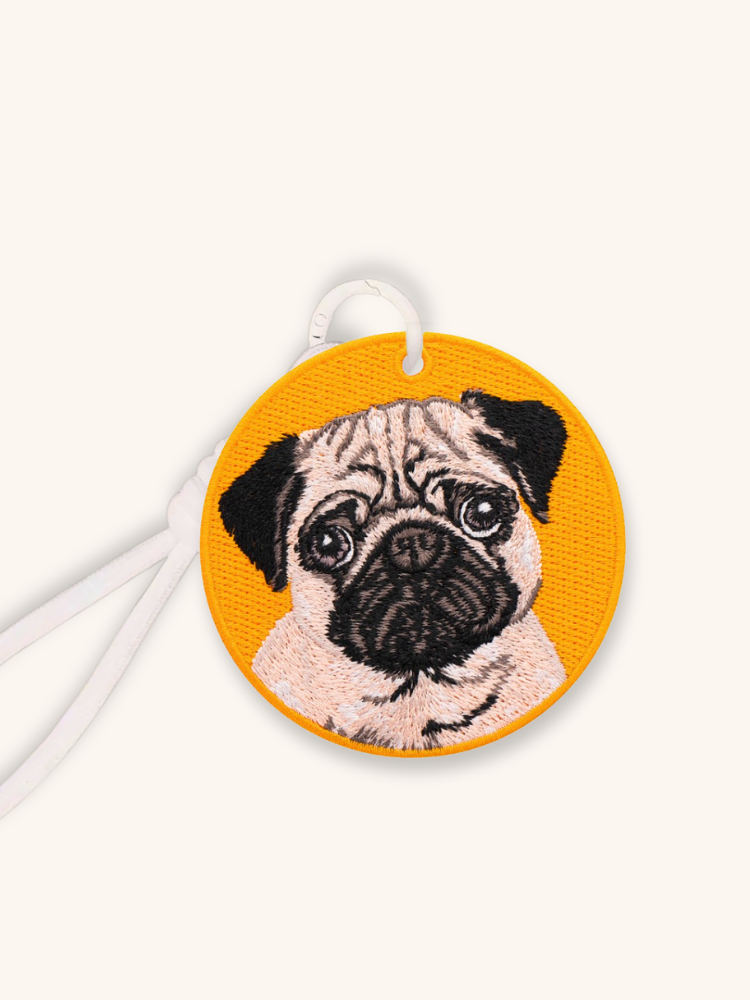 Pug Ember Embroidered Charm