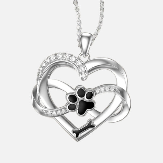 Infinity Heart & Paw Necklace in 925 Sterling Silver with Zirconia VIP