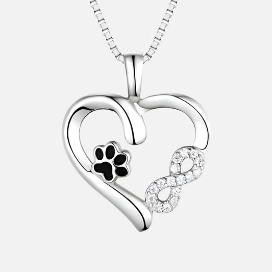 Paw and Heart Necklace with Infinity Charm