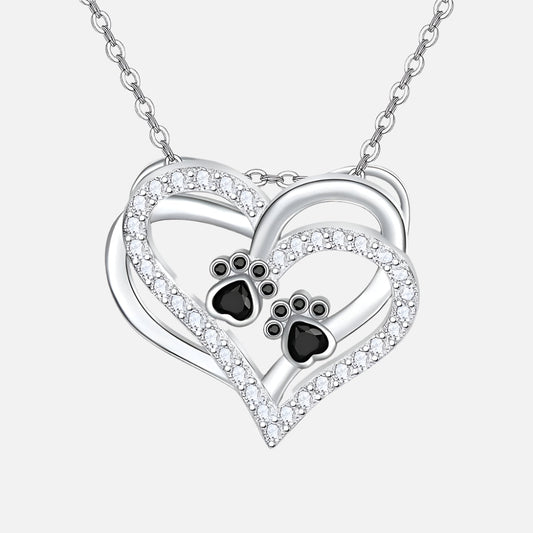 Dog Paw Heart Necklace with Zirconia VIP